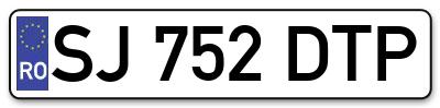 Placuta inmatriculare numar auto  SJ-752-DTP, SJ 752 DTP, SJ752DTP