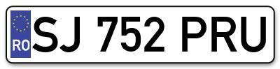 Placuta inmatriculare numar auto  SJ-752-PRU, SJ 752 PRU, SJ752PRU