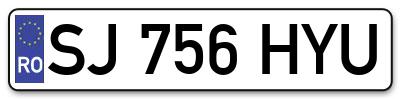 Placuta inmatriculare numar auto  SJ-756-HYU, SJ 756 HYU, SJ756HYU