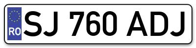 Placuta inmatriculare numar auto  SJ-760-ADJ, SJ 760 ADJ, SJ760ADJ