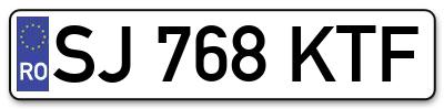 Placuta inmatriculare numar auto  SJ-768-KTF, SJ 768 KTF, SJ768KTF