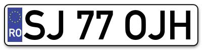 Placuta inmatriculare numar auto  SJ-77-OJH, SJ 77 OJH, SJ77OJH