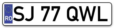 Placuta inmatriculare numar auto  SJ-77-QWL, SJ 77 QWL, SJ77QWL