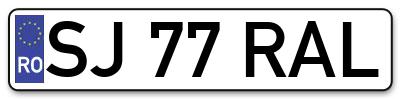 Placuta inmatriculare numar auto  SJ-77-RAL, SJ 77 RAL, SJ77RAL