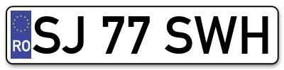 Placuta inmatriculare numar auto  SJ-77-SWH, SJ 77 SWH, SJ77SWH