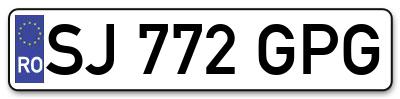 Placuta inmatriculare numar auto  SJ-772-GPG, SJ 772 GPG, SJ772GPG
