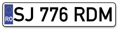 Placuta inmatriculare numar auto  SJ-776-RDM, SJ 776 RDM, SJ776RDM