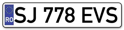 Placuta inmatriculare numar auto  SJ-778-EVS, SJ 778 EVS, SJ778EVS
