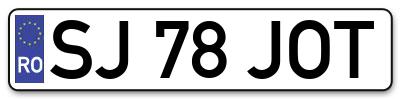Placuta inmatriculare numar auto  SJ-78-JOT, SJ 78 JOT, SJ78JOT