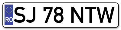 Placuta inmatriculare numar auto  SJ-78-NTW, SJ 78 NTW, SJ78NTW