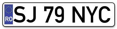 Placuta inmatriculare numar auto  SJ-79-NYC, SJ 79 NYC, SJ79NYC