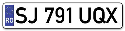 Placuta inmatriculare numar auto  SJ-791-UQX, SJ 791 UQX, SJ791UQX