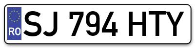Placuta inmatriculare numar auto  SJ-794-HTY, SJ 794 HTY, SJ794HTY