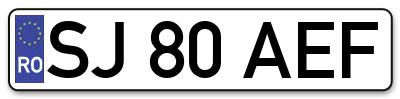 Placuta inmatriculare numar auto  SJ-80-AEF, SJ 80 AEF, SJ80AEF