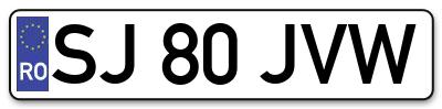 Placuta inmatriculare numar auto  SJ-80-JVW, SJ 80 JVW, SJ80JVW