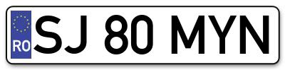 Placuta inmatriculare numar auto  SJ-80-MYN, SJ 80 MYN, SJ80MYN