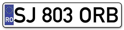 Placuta inmatriculare numar auto  SJ-803-ORB, SJ 803 ORB, SJ803ORB