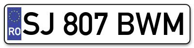 Placuta inmatriculare numar auto  SJ-807-BWM, SJ 807 BWM, SJ807BWM