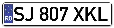 Placuta inmatriculare numar auto  SJ-807-XKL, SJ 807 XKL, SJ807XKL