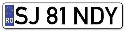 Placuta inmatriculare numar auto  SJ-81-NDY, SJ 81 NDY, SJ81NDY