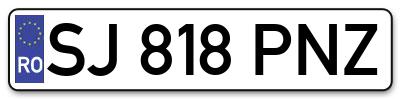 Placuta inmatriculare numar auto  SJ-818-PNZ, SJ 818 PNZ, SJ818PNZ