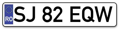 Placuta inmatriculare numar auto  SJ-82-EQW, SJ 82 EQW, SJ82EQW