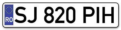 Placuta inmatriculare numar auto  SJ-820-PIH, SJ 820 PIH, SJ820PIH