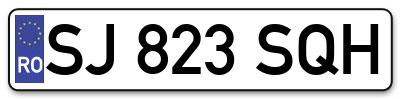 Placuta inmatriculare numar auto  SJ-823-SQH, SJ 823 SQH, SJ823SQH