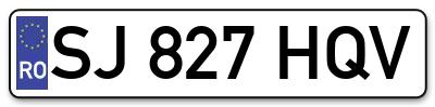 Placuta inmatriculare numar auto  SJ-827-HQV, SJ 827 HQV, SJ827HQV