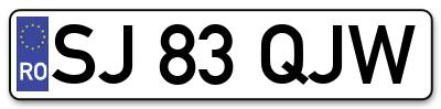 Placuta inmatriculare numar auto  SJ-83-QJW, SJ 83 QJW, SJ83QJW