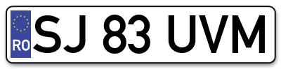 Placuta inmatriculare numar auto  SJ-83-UVM, SJ 83 UVM, SJ83UVM