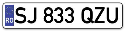 Placuta inmatriculare numar auto  SJ-833-QZU, SJ 833 QZU, SJ833QZU