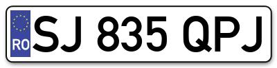 Placuta inmatriculare numar auto  SJ-835-QPJ, SJ 835 QPJ, SJ835QPJ