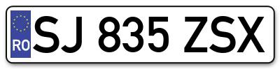 Placuta inmatriculare numar auto  SJ-835-ZSX, SJ 835 ZSX, SJ835ZSX