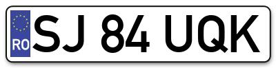 Placuta inmatriculare numar auto  SJ-84-UQK, SJ 84 UQK, SJ84UQK
