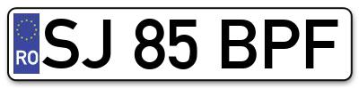 Placuta inmatriculare numar auto  SJ-85-BPF, SJ 85 BPF, SJ85BPF