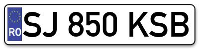 Placuta inmatriculare numar auto  SJ-850-KSB, SJ 850 KSB, SJ850KSB