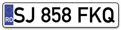 Placuta inmatriculare numar auto  SJ-858-FKQ, SJ 858 FKQ, SJ858FKQ