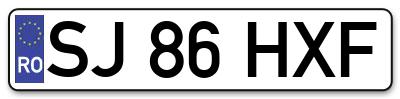 Placuta inmatriculare numar auto  SJ-86-HXF, SJ 86 HXF, SJ86HXF