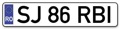 Placuta inmatriculare numar auto  SJ-86-RBI, SJ 86 RBI, SJ86RBI