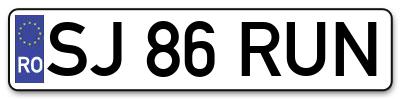 Placuta inmatriculare numar auto  SJ-86-RUN, SJ 86 RUN, SJ86RUN