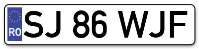 Placuta inmatriculare numar auto  SJ-86-WJF, SJ 86 WJF, SJ86WJF