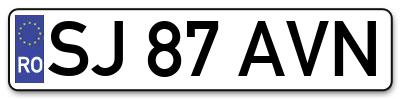 Placuta inmatriculare numar auto  SJ-87-AVN, SJ 87 AVN, SJ87AVN
