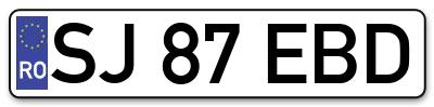Placuta inmatriculare numar auto  SJ-87-EBD, SJ 87 EBD, SJ87EBD