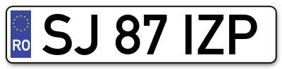 Placuta inmatriculare numar auto  SJ-87-IZP, SJ 87 IZP, SJ87IZP