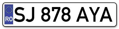 Placuta inmatriculare numar auto  SJ-878-AYA, SJ 878 AYA, SJ878AYA