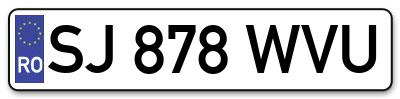 Placuta inmatriculare numar auto  SJ-878-WVU, SJ 878 WVU, SJ878WVU