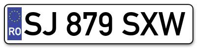 Placuta inmatriculare numar auto  SJ-879-SXW, SJ 879 SXW, SJ879SXW