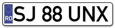 Placuta inmatriculare numar auto  SJ-88-UNX, SJ 88 UNX, SJ88UNX