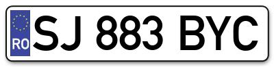 Placuta inmatriculare numar auto  SJ-883-BYC, SJ 883 BYC, SJ883BYC